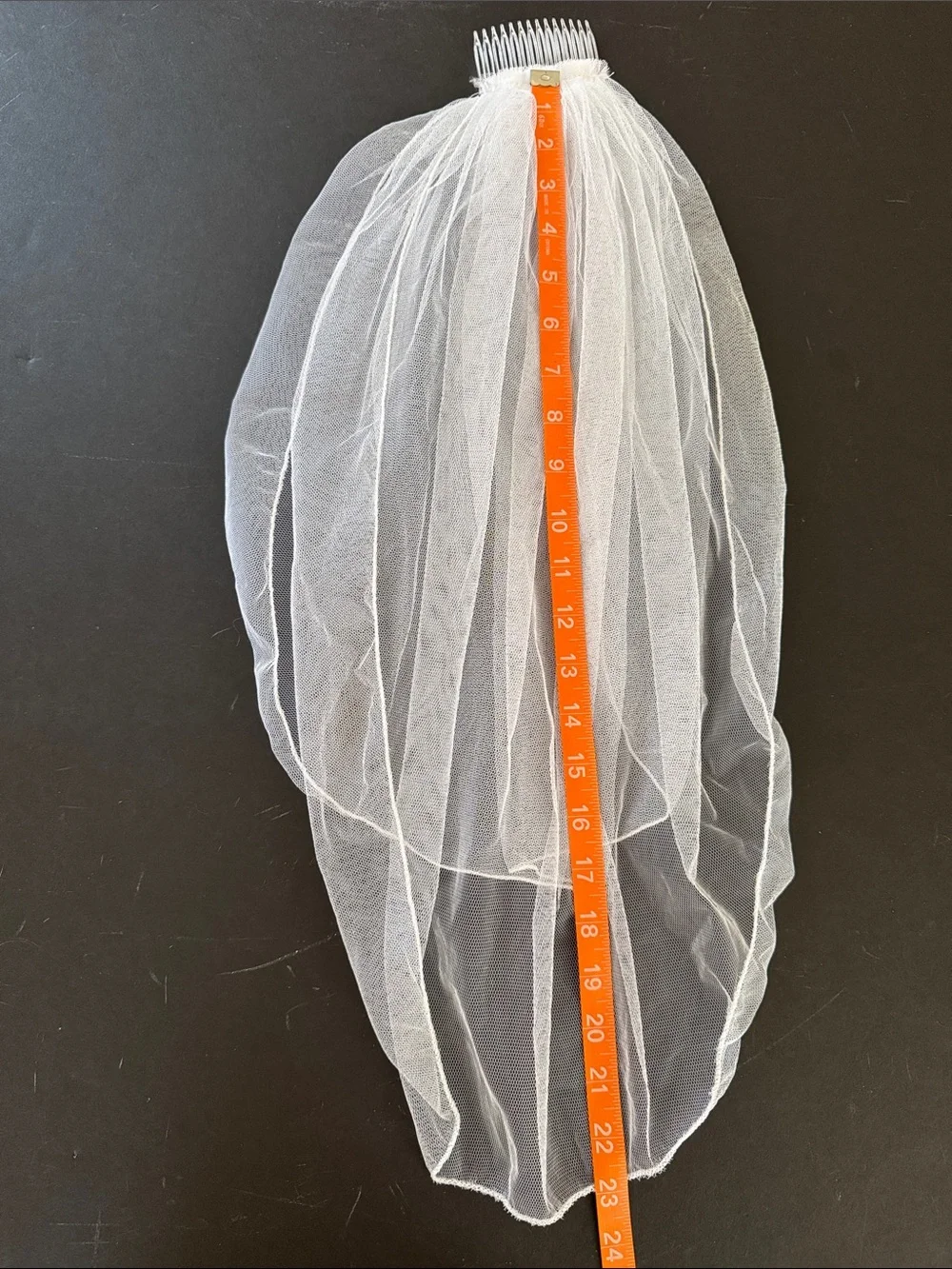 White Short Veil Comb